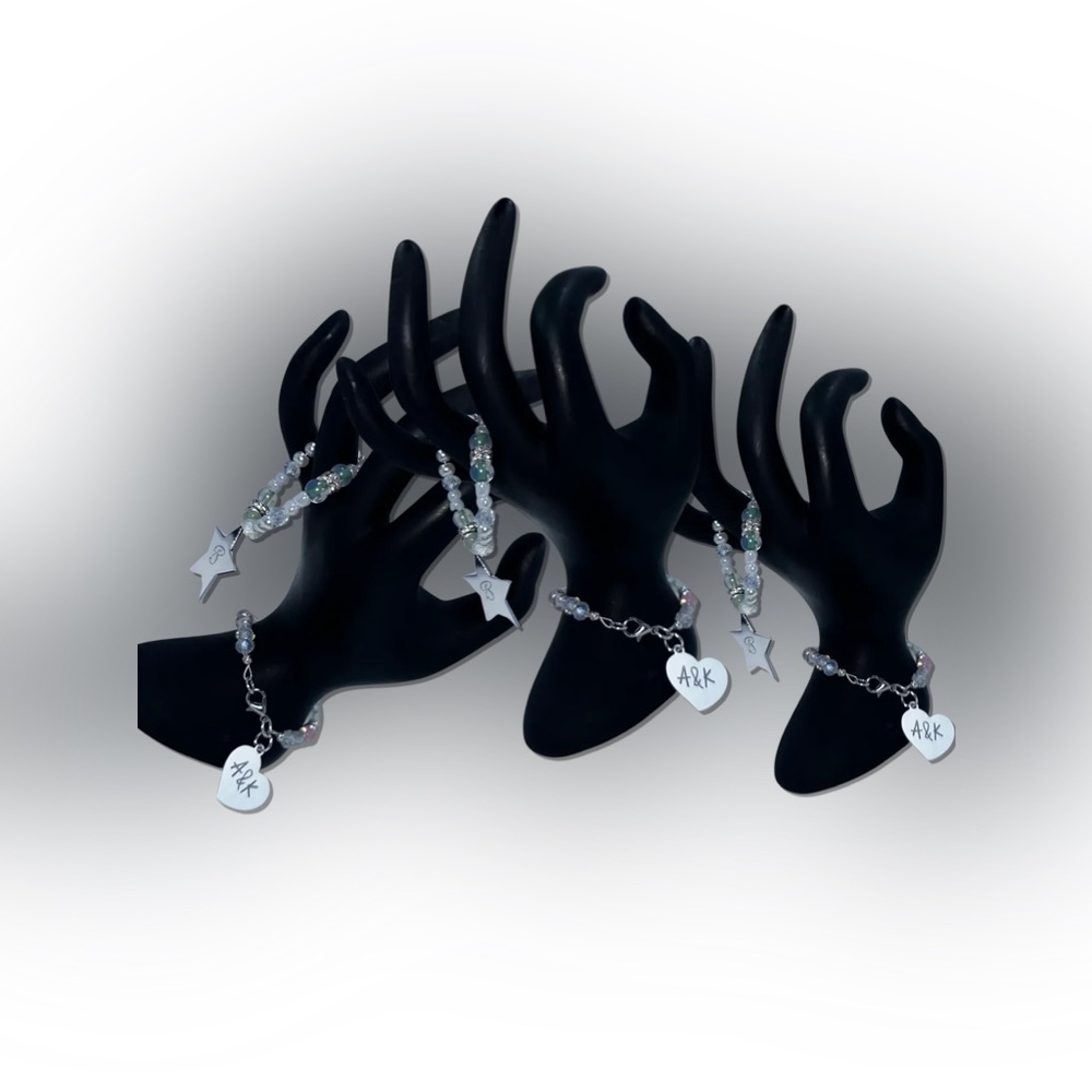 COPY - Engravable Heart Charm Gem Stone w/ & Pearls Bracelet
